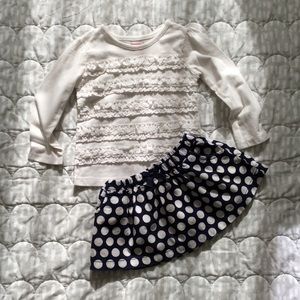 $5 BUNDLED ~Baby girl polka skirt & tee outfit 24m